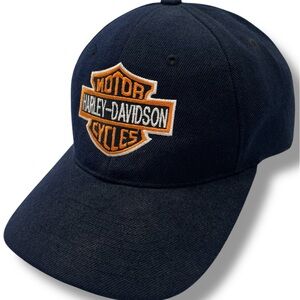Harley Davidson Baseball Strap Back Hat Cap Curved Bill Adjustable Black OSFA